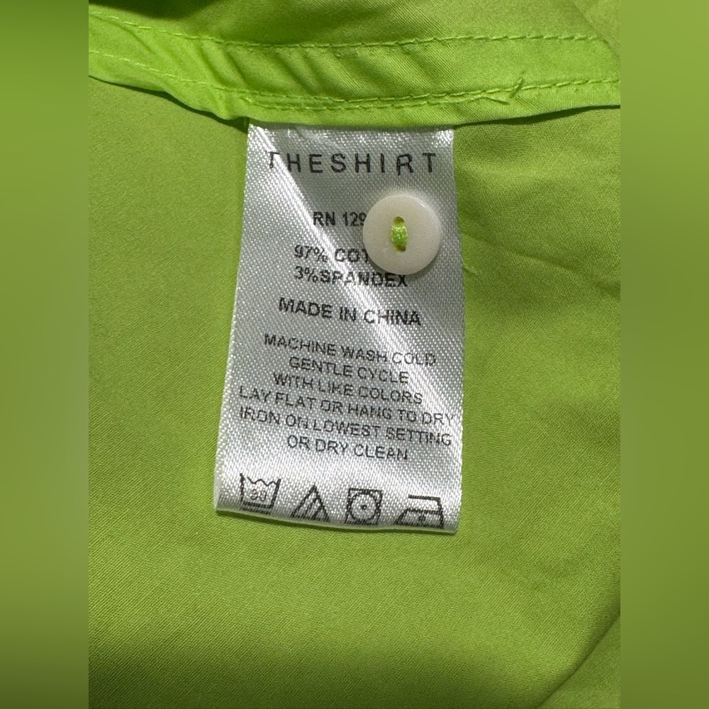 NEW The Shirt by Rochelle Behrens Zaria Sleeveless Shirt Lime Green Size XS - Picture 7 of 7